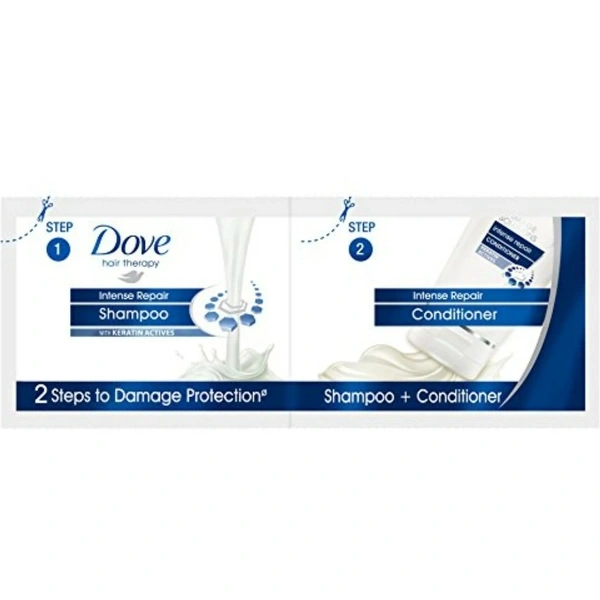 Dove Nutritive Solutions Intense Repair Shampoo+Conditioner  (ডাভ শ্যাম্পু+কন্ডিশনার) - Pouch (পাউচ), 12 ml (১২ মিলি)