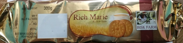 Bisk Farm Rich Marie Biscuits (বিস্ক ফার্ম রিচ মেরি বিস্কুট) - Packet (প্যাকেট), 300 gm (৩০০ গ্রাম), 2 June,2022, 6 Months
