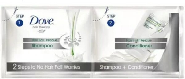 Dove  Nutritive Solution Hair Fall Rescue Shampoo+Conditioner (ডাভ শ্যাম্প+কন্ডিশনার) - Pouch (পাউচ), 12 ml (১২ মিলি)
