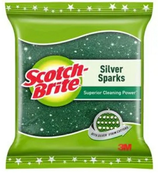 Scotch-Brite  Silver Sparks Scrub Pad (স্কোচ ব্রাইট প্যাড) - Packet (প্যাকেট), 7 cm x 7.5 cm