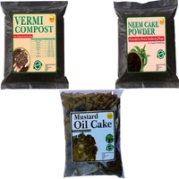 OEHB 3 in 1 100% Organic Neem Cake Powder 450gm, Vermicompost 900gm and Mustard Oil Cake 450gm (Total 1800gm) for Plant || Trace Garden || Indoor and Outdoor Plant