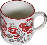 Ceramic Tea Cups - White Red