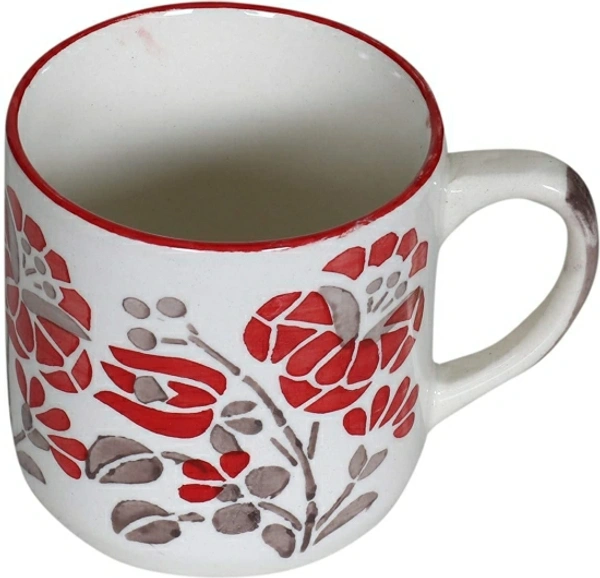 Ceramic Tea Cups - White Red