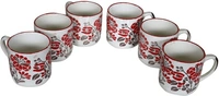 Ceramic Tea Cups - White Red