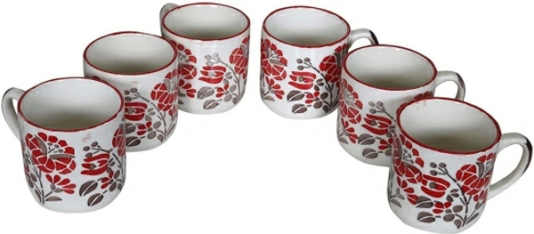 Ceramic Tea Cups - White Red