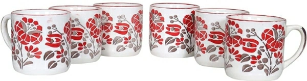 Ceramic Tea Cups - White Red