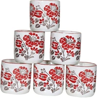 Ceramic Tea Cups - White Red