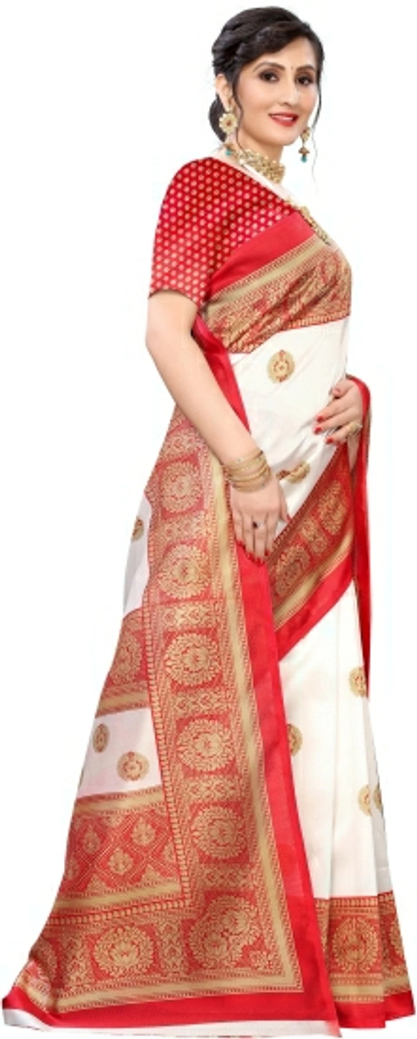 Floral Print, Paisley Mysore Silk Art Saree - Black