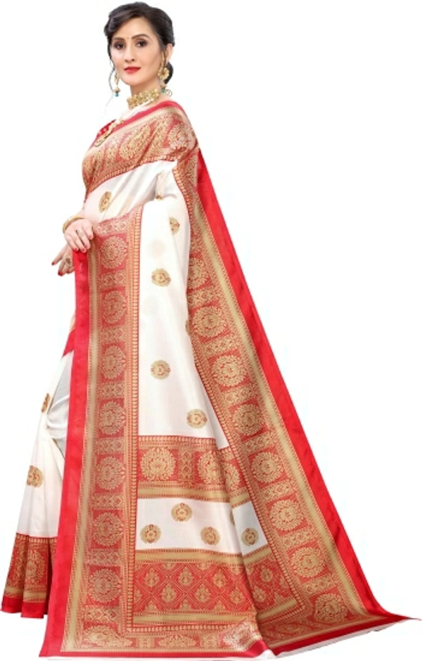 Floral Print, Paisley Mysore Silk Art Saree - Black