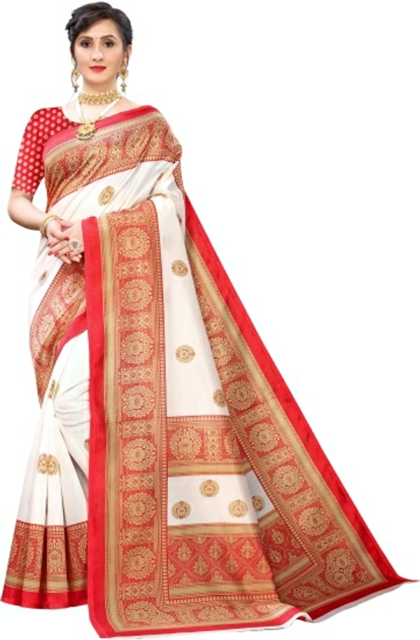 Floral Print, Paisley Mysore Silk Art Saree - Black