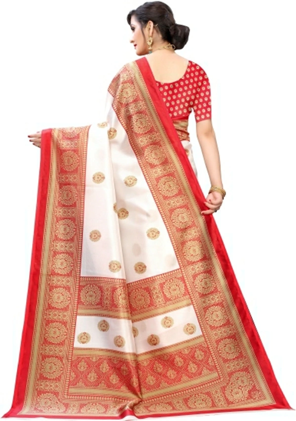 Floral Print, Paisley Mysore Silk Art Saree - Pink