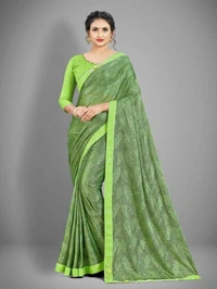 Printed Fashion Lycra Blend Saree - Green