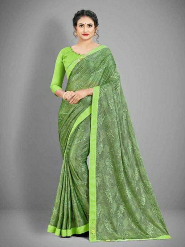 Printed Fashion Lycra Blend Saree - Green