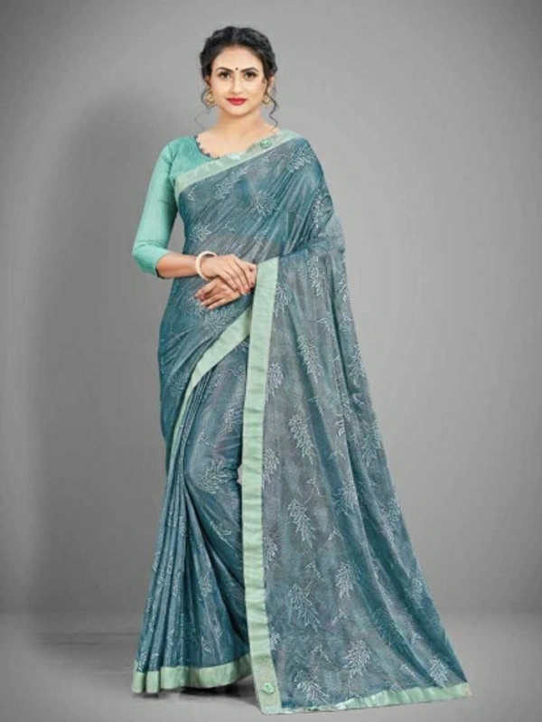 Printed Fashion Lycra Blend Saree - Green