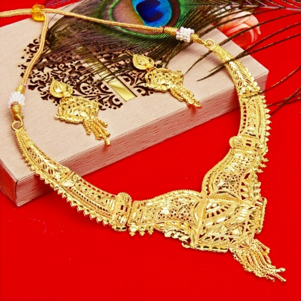 MANSIYAORANGE Alloy Jewel SetEarring & Necklace Set - Golden
