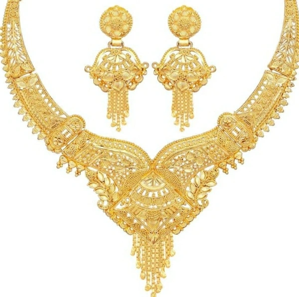 MANSIYAORANGE Alloy Jewel SetEarring & Necklace Set - Golden