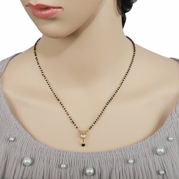 3SIX5 Brado Jewellery Traditional Necklace Pendant Gold Plated Hand Meena 30inch Long and 18inch short Combo Of 3 Mangalsutra Tanmaniya nallapusalu Black Beads For Women and Girls Brass Alloy Mangalsu...