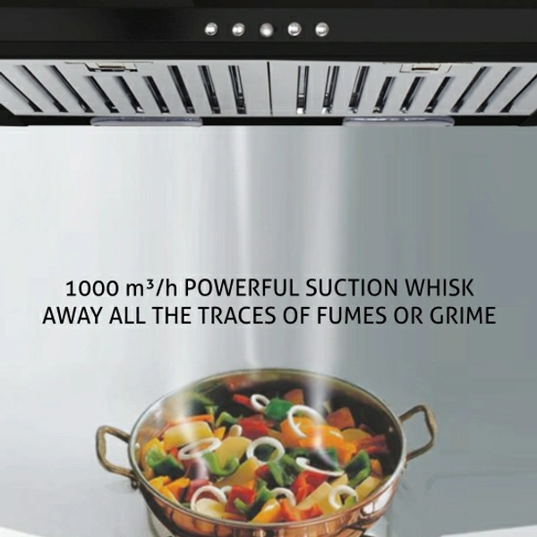 Glen Mia BLK 60 BF LTW Wall Mounted Chimney60 cm : Suitable for 3-4 Burners750 CMHBaffle Filter : Uses panels to separate grease & spice, half-yearly cleaningNeeds regular manual cleaning of the filtersVery effective in removing odor10 Days Replacement Policy, No questions asked. - Black, 60 CM