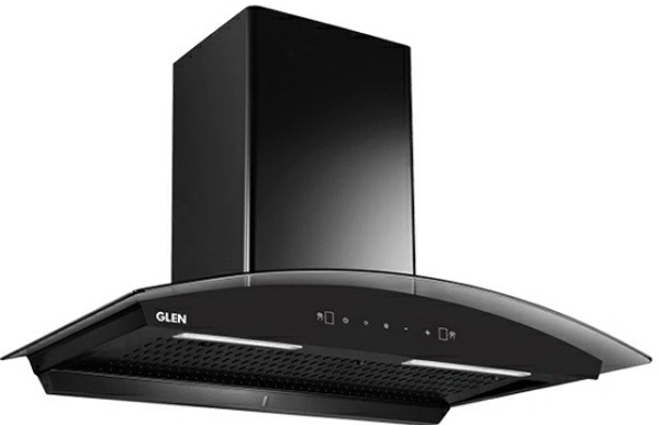 Glen ISPA 90 BL Auto Clean Wall Mounted ChimneyWidth: 60 cm, 90 cm90 cm : Suitable for 4-5 Burners1050 CMHFilterless : No Filter used, instant auto-clean with heat/water on button pressAutoclean:  Uses water/heat to auto-clean the collection chamberVery effective in removing odor10 Days Replacement Policy, No questions asked. - Black, 90 cm