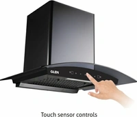 Glen ISPA 90 BL Auto Clean Wall Mounted ChimneyWidth: 60 cm, 90 cm90 cm : Suitable for 4-5 Burners1050 CMHFilterless : No Filter used, instant auto-clean with heat/water on button pressAutoclean:  Uses water/heat to auto-clean the collection chamberVery effective in removing odor10 Days Replacement Policy, No questions asked. - Black, 90 cm