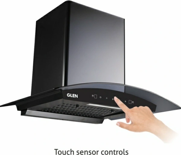 Glen ISPA 90 BL Auto Clean Wall Mounted ChimneyWidth: 60 cm, 90 cm90 cm : Suitable for 4-5 Burners1050 CMHFilterless : No Filter used, instant auto-clean with heat/water on button pressAutoclean:  Uses water/heat to auto-clean the collection chamberVery effective in removing odor10 Days Replacement Policy, No questions asked. - Black, 90 cm