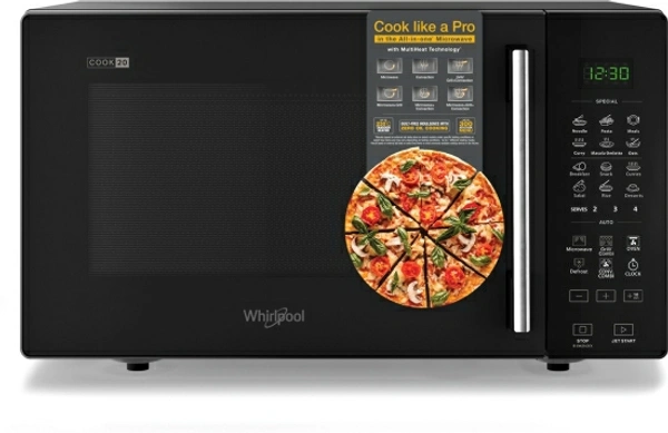 Whirlpool 20 L Convection Microwave OvenColor: Black20 LConvection : Can be used for baking along with grilling, reheating, defrosting and cookingFeather Touch : Modern, easy-to-use touch controlsChild Lock :  Ensures complete safety especially for homes with small children10 Days Replacement Policy, No questions asked.Hurry, Only a few left! - Black