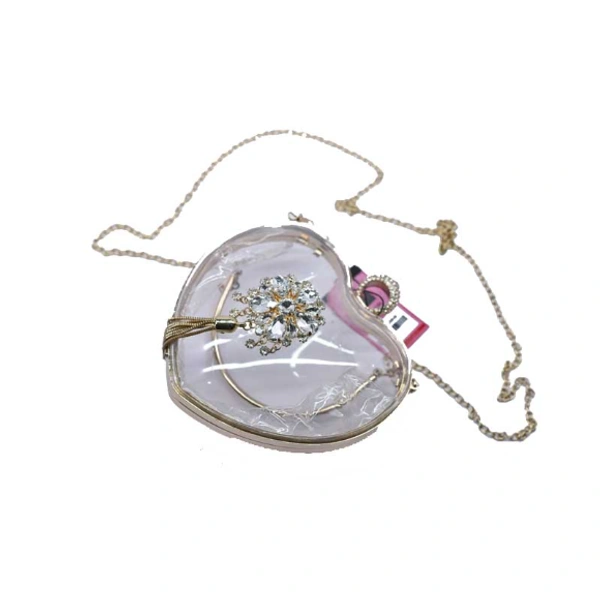 Fancy Fibre Sling Bag-0008 - Heart Shape, Transperant