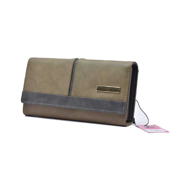 Purse Pu Leather -0050 - Medium (22-12cm), Khaki