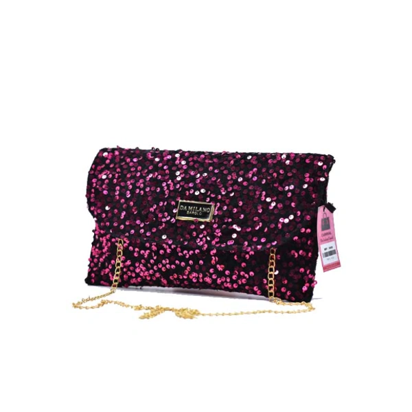 Sling Purse Gorgeous Party Wear-0028 - Medium (27-16), Black And Pink