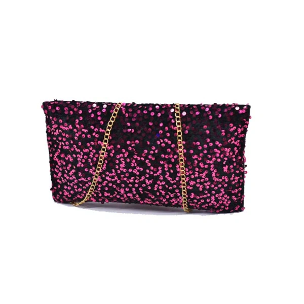 Sling Purse Gorgeous Party Wear-0028 - Medium (27-16), Black And Pink
