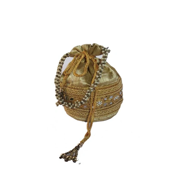 Potli Golden-0078 - Medium(18-14cm), Golden
