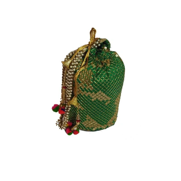 Potli Green-0077 - Medium (18-12cm), Green