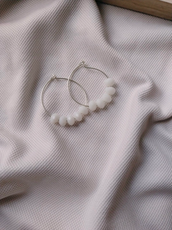 White Stone Hoops - 3mm