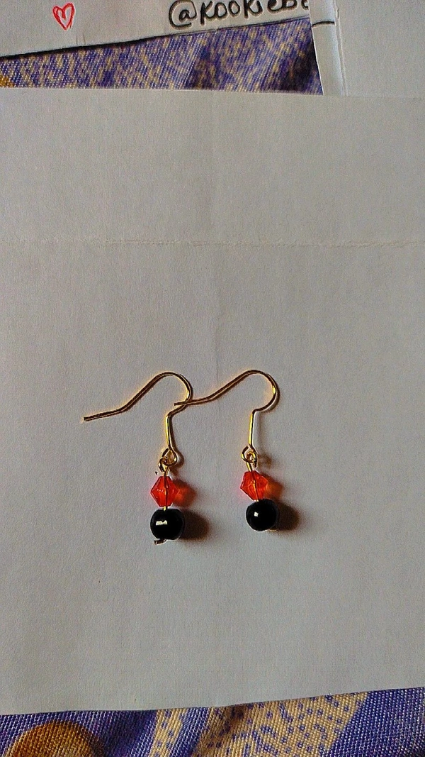 Red Black Earrings - Red and Black