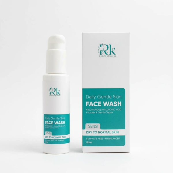 Rk professional RK Professional Daily Gentle Skin Face Wash - Niacinamide & Hyaluronic Acid | Hydrating Cleanser for Dry to Normal Skin | pH Balanced & Sulphate Free | 125ml