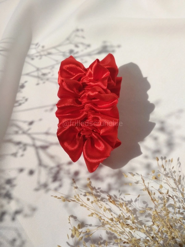 Scarlet Red Frilled Scrunchies - Scarlet Red, M