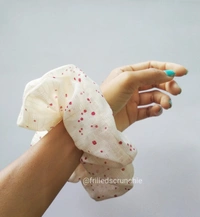 Red Polka Dot Scrunchie - white, XXL