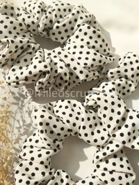 Polka Dot Scrunchies - White, L
