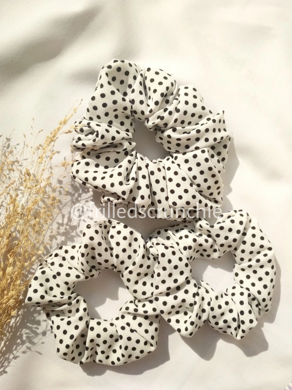 Polka Dot Scrunchies - white, Mini
