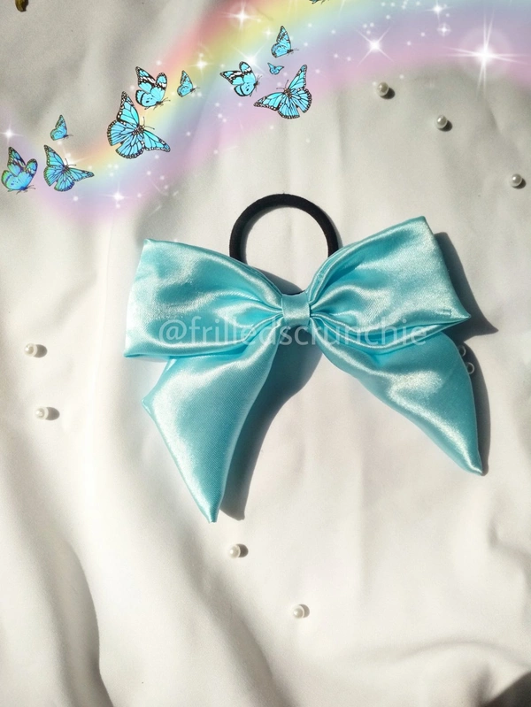 Aqua Bow Hair Tie