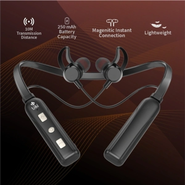 U&I Crash 30Hrs MusicTime WirelessNeckband with Call Vibration Alert Bluetooth Headset - black, use coupon code "BTFLAT80" to get ₹80 discount, within 5 to 8 days, 7 days replacement from delivery