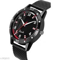 mans classic black strp watch - 5 ★★★★☆, RED-BLACK