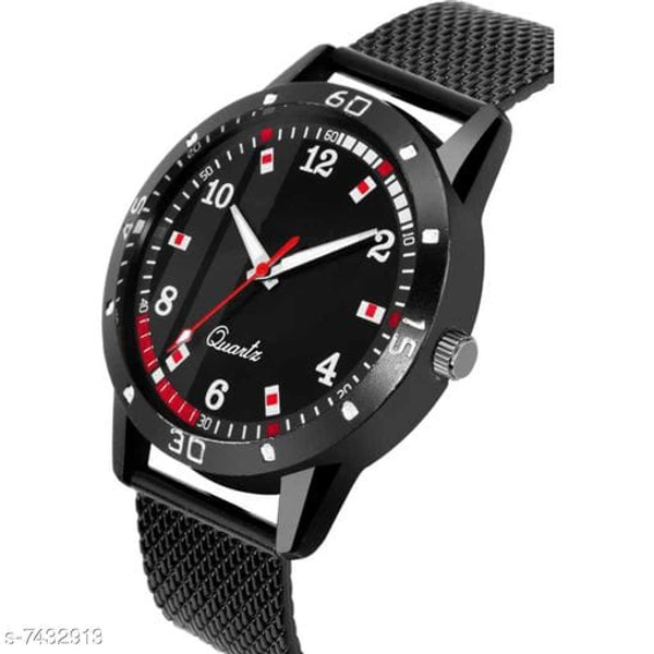 mans classic black strp watch - 5 ★★★★☆, RED-BLACK