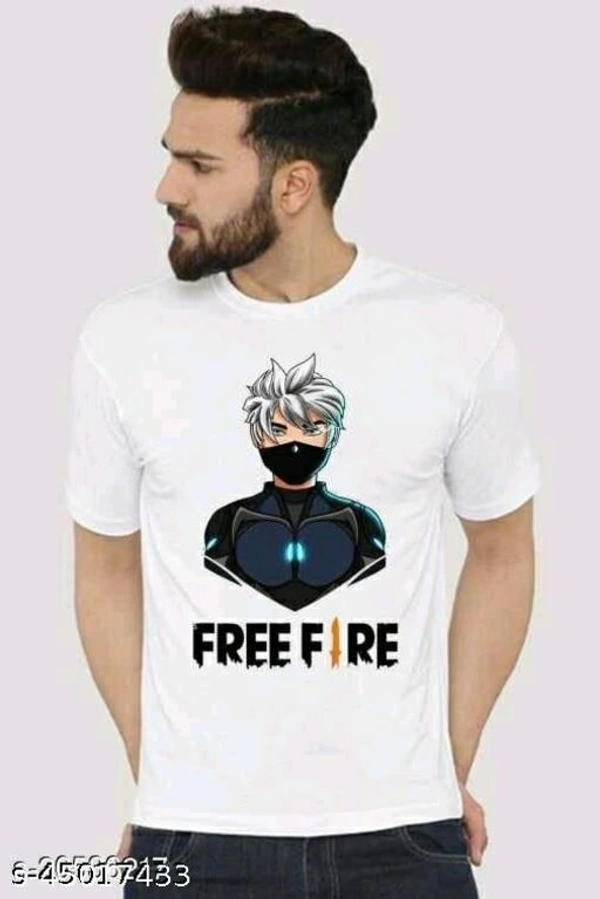 Trending Free Fire Round Neck Polyester T-Shirt For Men - XL