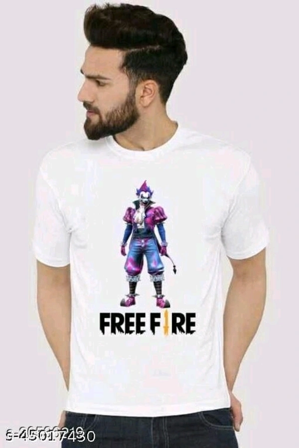 Trending Free Fire Round Neck Polyester T-Shirt For Men - XL