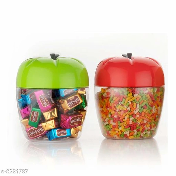  Round Plastic Jar/Container with Apple Shape for Kitchen Storage 500ml - green