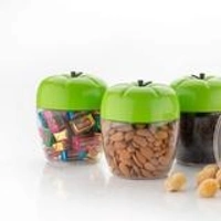  Round Plastic Jar/Container with Apple Shape for Kitchen Storage 500ml - green