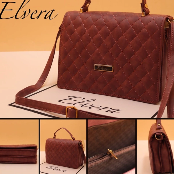 ELVERA Lady's Hand Bag - Having base of 4 inches and 2 Partition and one zip pocket inside makes it most useful sling bag