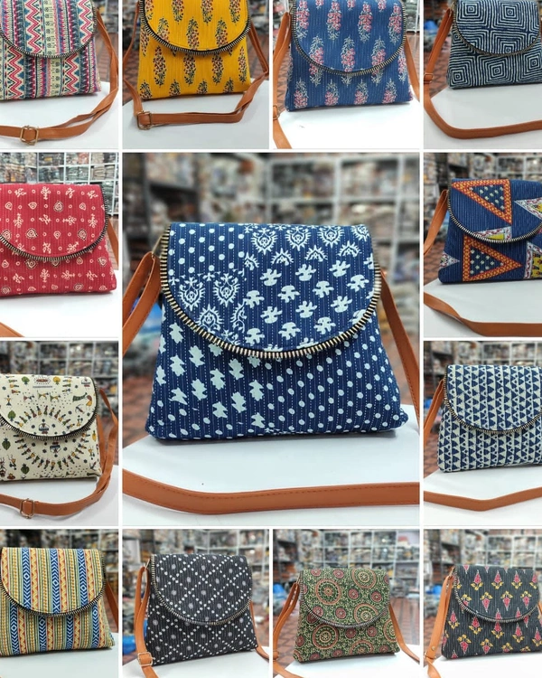 IKKAT CHAIN FLAP SLING - Size About 10" × 8"*➡️ *Base 2.5"*➡️ *Good Quality*➡️ *Made in India* 
