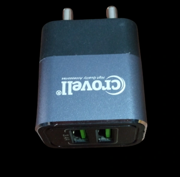 Crovell Dual USB Fast Charger Type C - Black, Unique